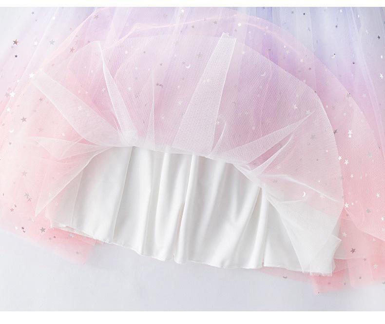 «Хлопковая юбка с градиентными пайетками для девочек — пышное летнее платье принцессы»