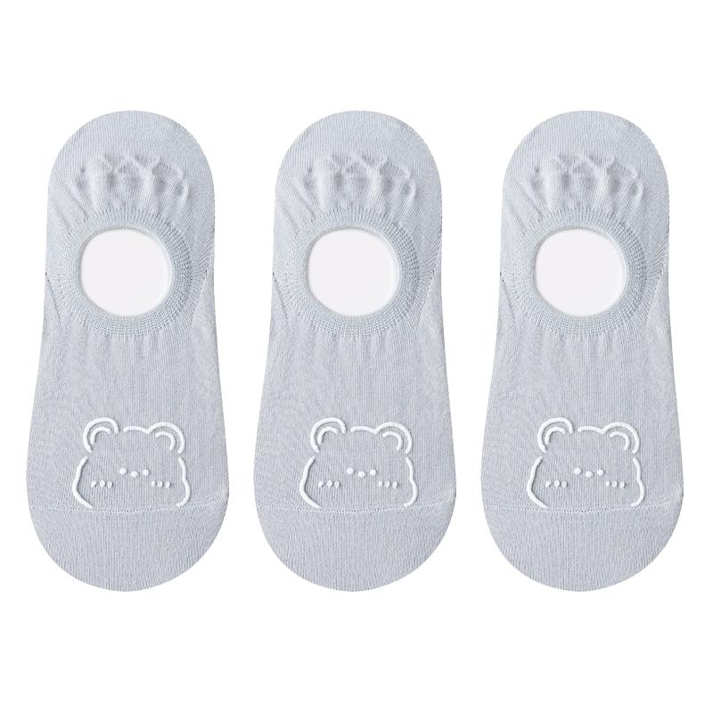 3/5 пар Женские носки-лодочки с узором из мишек, нескользящие, не сползающие, невидимые, тонкие носки