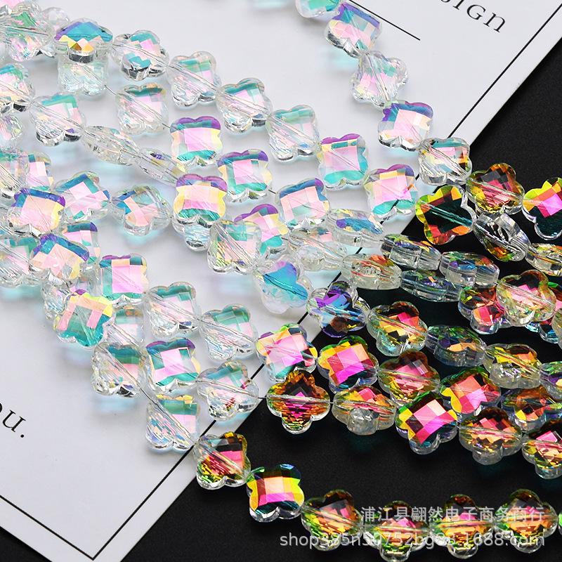 Гальванизированные хрустальные бусины в форме четырехлистного клевера для создания украшений и аксессуаров для волос своими руками.