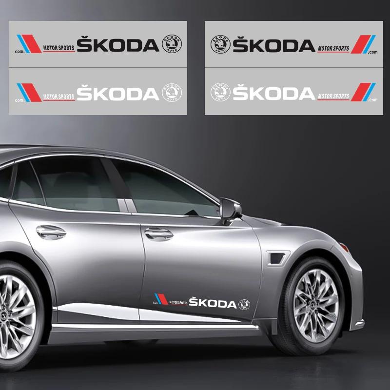 HGC2 Car logo flower side door flower car sticker For Skoda Octavia Superb Rapid Kodiaq Karoq Fabia Kamiq Roomster Citigo MK2 MK1 2 3
