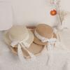 Girls Straw Hat Sun Protection Hat Lace Bow Tie Ribbon Decoration