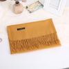 Solid Color Scarf For Women In Winter Thickened And Warm Versatile For Students Single Color Tassel Imitation Cashmere Scarf Shawl
