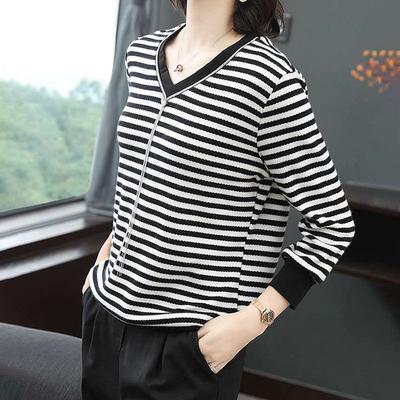 Свитшот для женщин осень зима V-образный вырез свитер джемпер длинный рукав повседневный свободный эластичный свитшот топы