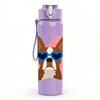 1PC French Bulldog Glasses Cool 750ml Color Plastic Sports Water Bottle Leakproof Flip Straw Lid Suitable for Sports Office Home Use