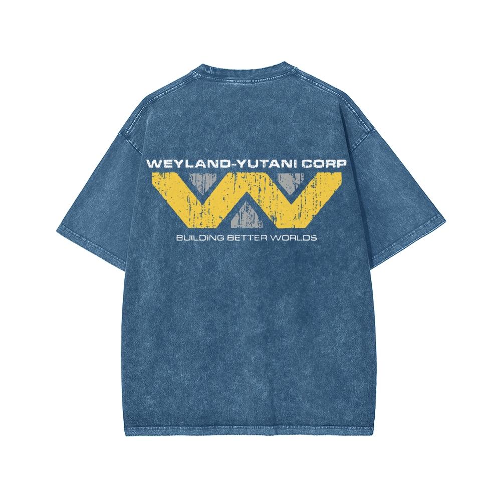 WEYLAND-YUTANI CORP Front And Back Printing Washed T-shirt