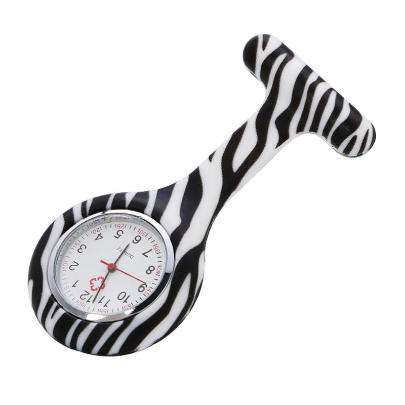 Часы-клипса с круглым силиконовым ремешком-брошью для медсестры унисекс с цветочным принтом на лацкане