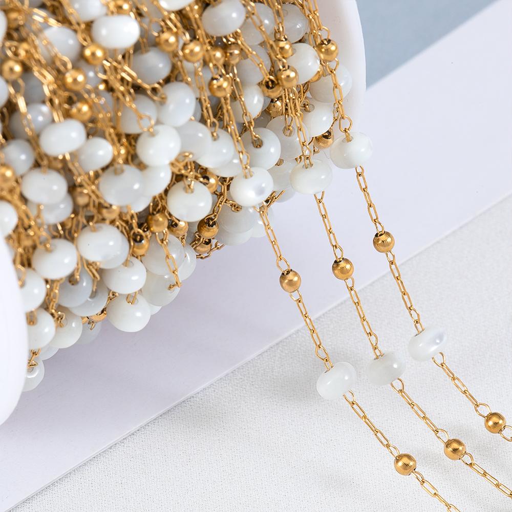 1M Stainless Steel Pink Ball Beads Beaded Chain 4.5mm Glass Crystal Link Chains for DIY Bracelet Necklace Jewelry Making Supply