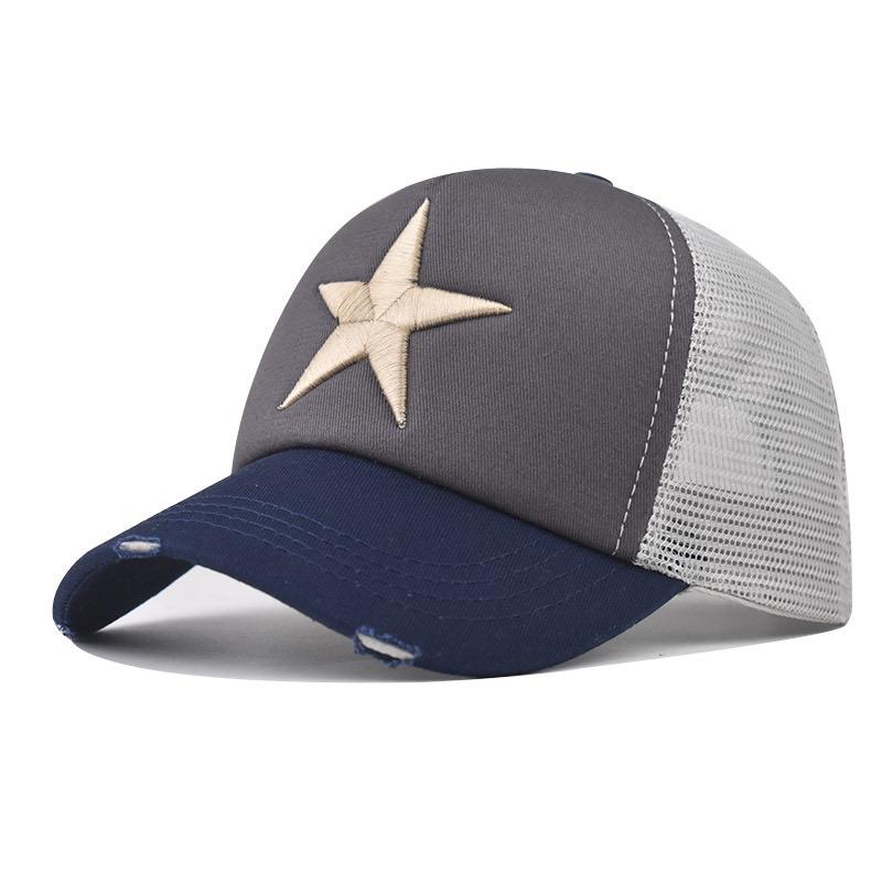 Горячая Распродажа Унисекс Регулируемая Сетчатая Кепка Повседневная Простая Вышивка Пятизвездочный Хлопок Бейсболка Летняя Кепка Дальнобойщика Для Женщин И Мужчин