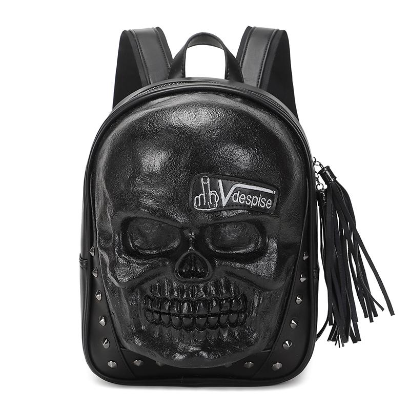 Jierotyx Goth Skull Motorcycle Backpacks for Women Men Vintage Tassel Bookbag Travel Laptop Backpack Daypack for College