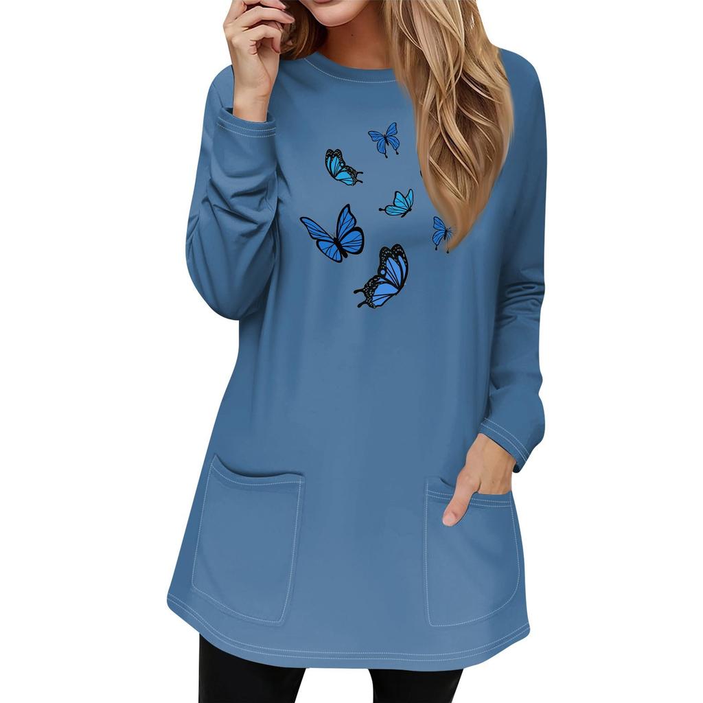 Женская толстовка, пуловер, спортивная одежда, карман, принт, повседневный топ с круглым вырезом и длинными рукавами