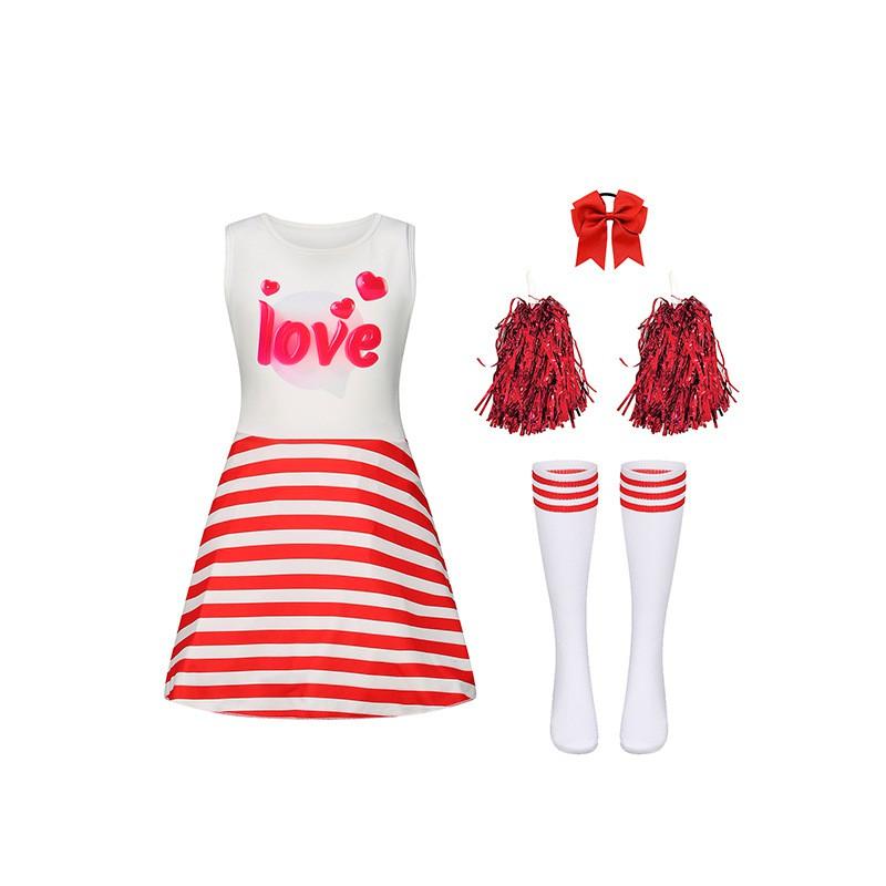 Independence Day Cheer Print Cheerleading Dress Set Performance Sport Kids Costume
