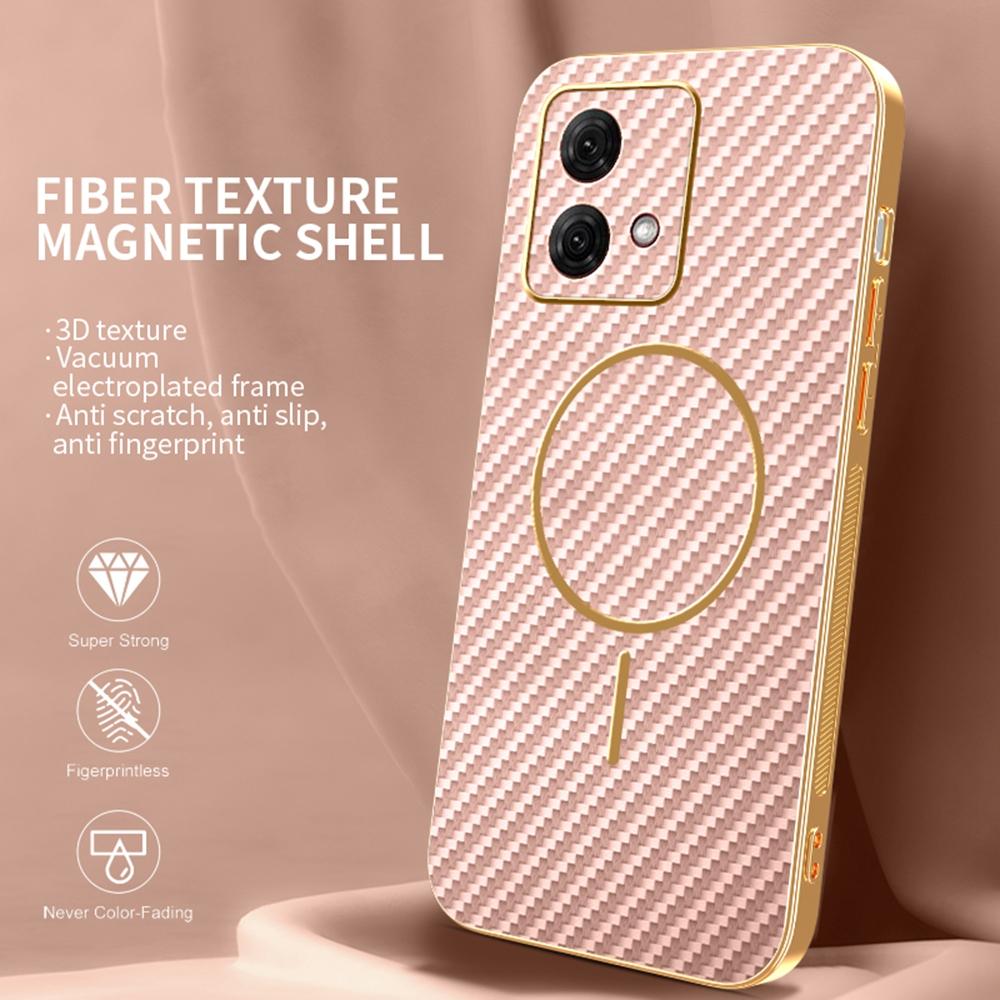 For Motorola Moto G84 5G Phone Case Carbon Fiber Textured Electroplated TPU Back Cover