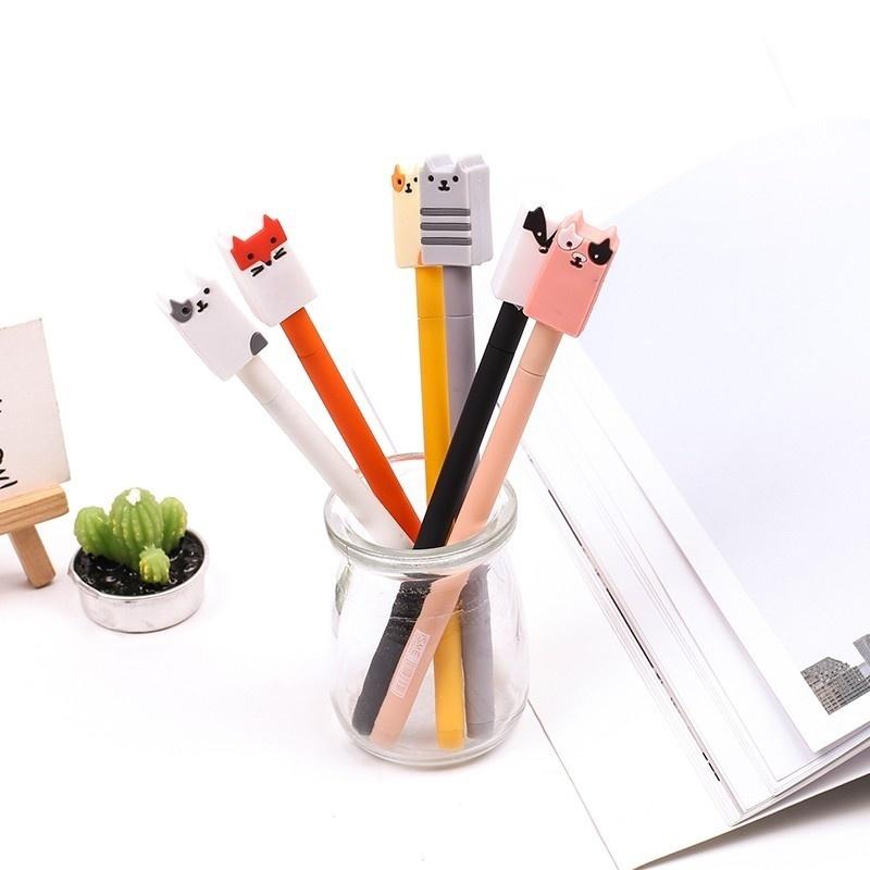 3pcs/lot Cute Pens Cartoon Animal Gel Ink 0.5mm Ballpoint Pen Cat Dog Stationery Office School Supplies Gel