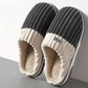 Home Cotton Slippers Women Winter Large Size Striped Plush Slippers Men Indoor Home Warm Cotton Slippers Men