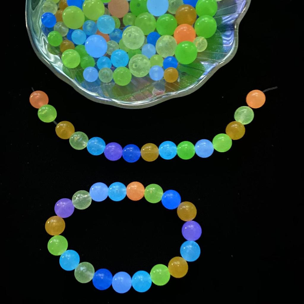 6/8/10/12mm Acrylic Mix Color Luminous Beads Round Loose Beads For Jewery Making DIY Necklace Bracelet Earring