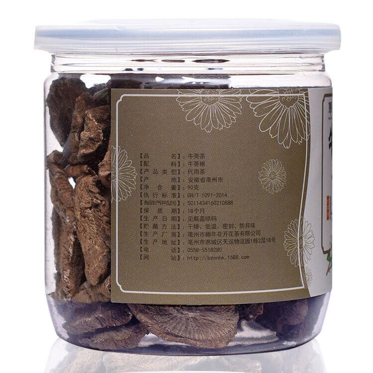 Банки 90 г чая с золотым корнем лопуха, цветочного чая, круглые ломтики лопуха