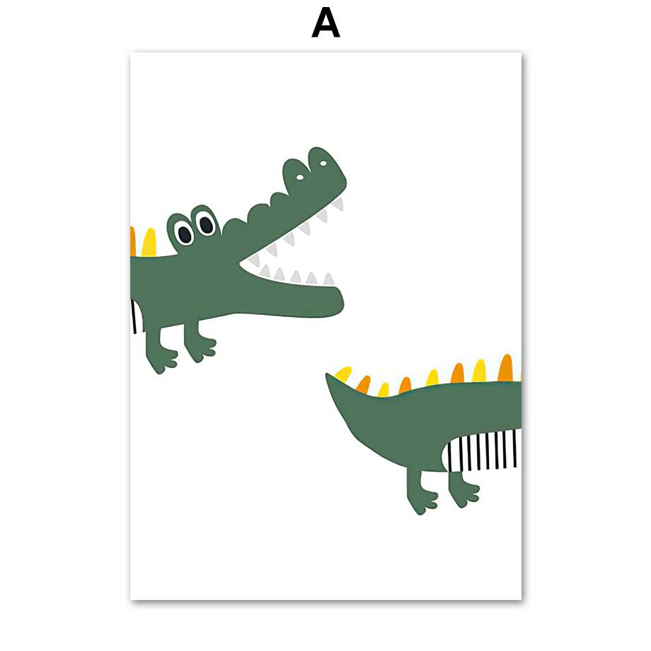 Jungle Animals Lion Crocodile Nursery Wall Art Print Canvas Painting Poster For Kids Boys Girls Children Rooms Learning Decor