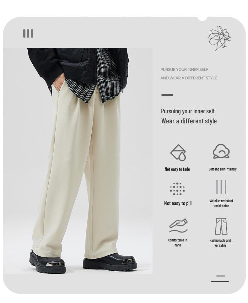 LKTM Мужские повседневные прямые брюки на весну/осень - Простые, свободные, высококачественные и универсальные