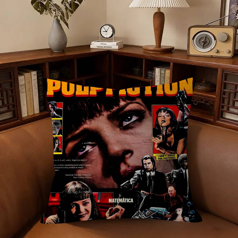 Movie Pulp Fiction Pillow Covers Cartoon Sofa Decorative Home Double-Sided Printing Short Plush Cute Cushion Cover