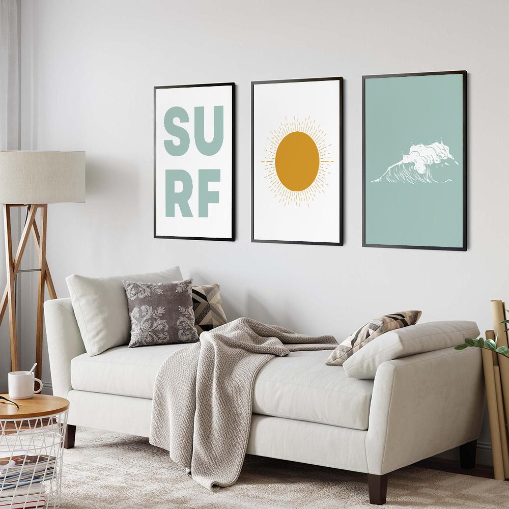 Boho Surf Gallery Wall Art Poster Set Of 6 Canvas Prints Декор детской комнаты Пляжный минимализм Простая скандинавская живопись Домашний декор