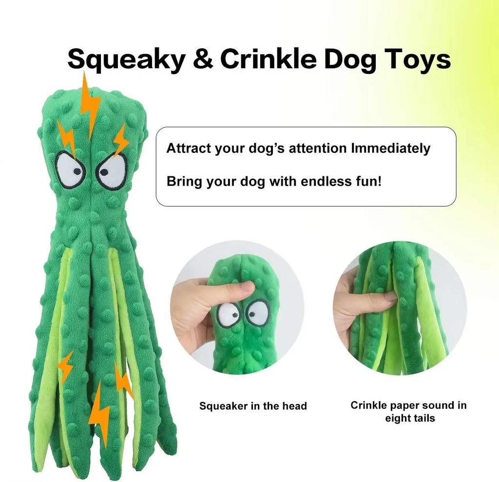 Dog Vocal Toys Octopus Non-stuffed Soft Plush Toy Puppy Educational Teething Chew Toys Pet Supplies for Small Medium Dogs