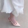Модные Женские Модные Баотоу Высокие Каблуки Весна Новый Заостренный Носок Мелкий Бант Накладные Устойчивые к Износу Темперамент Тонкий Каблук Сандалии