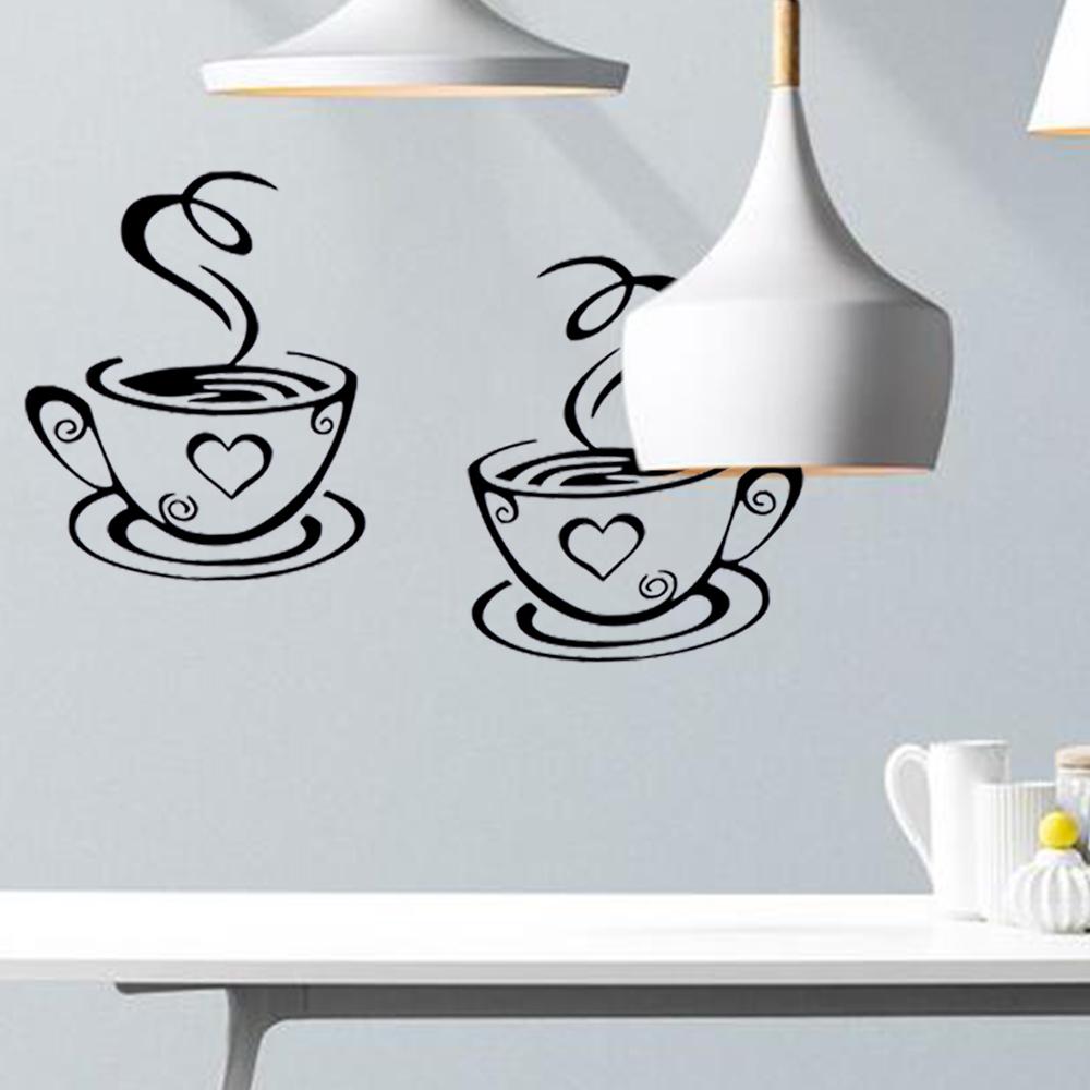 Mural Decal Kitchen Restaurant Wall Decor Art Vinyl Cafe Tea Wall Stickers Coffee Cups Stickers