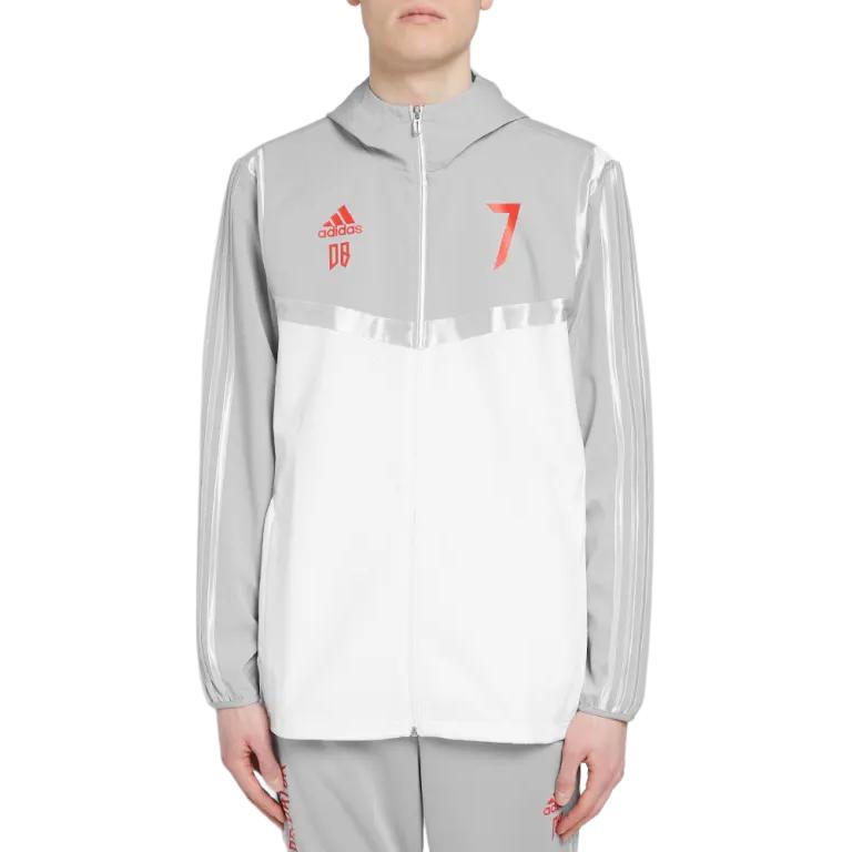 Adidas Куртка с капюшоном Predator David Beckham белая/светло-серая мужская уличная одежда DZ7310