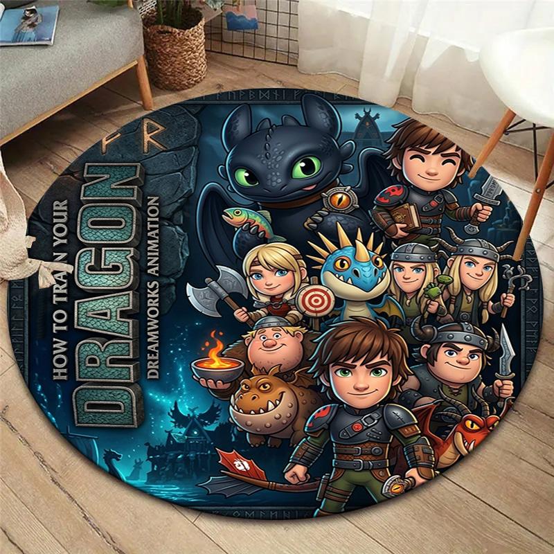 How Train Dragon Round Area Rug Carpet Rug For Living Room Bedroom Sofa Playroom Decor Nonslip Floor Mat