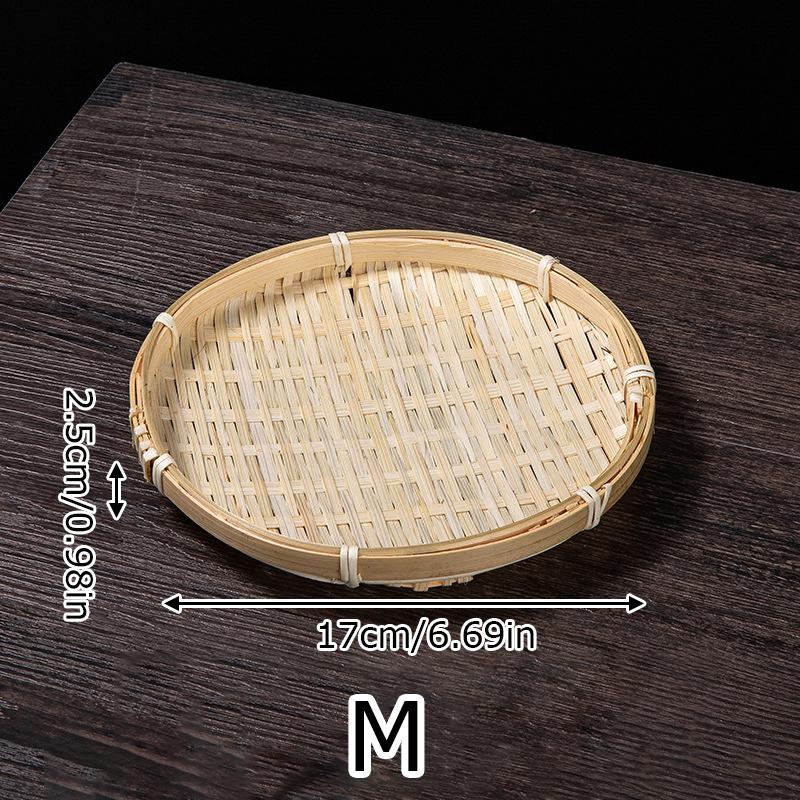 Круглая тарелка Мини круглый совок креативный поднос для конфет и закусок маленький плетеный из бамбука бытовые изделия ручной работы из бамбука поднос для димсамов