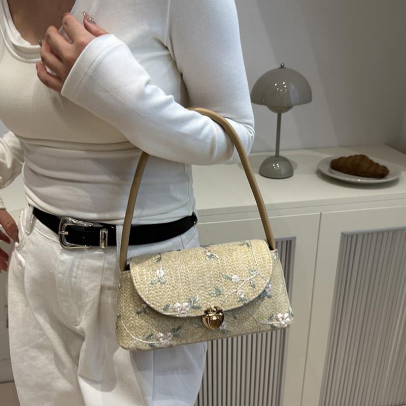 Модная маленькая сумка через плечо Женская плетеная соломенная сумка-тоут Рафия Летняя пляжная сумка Хобо Кроссбоди CLE