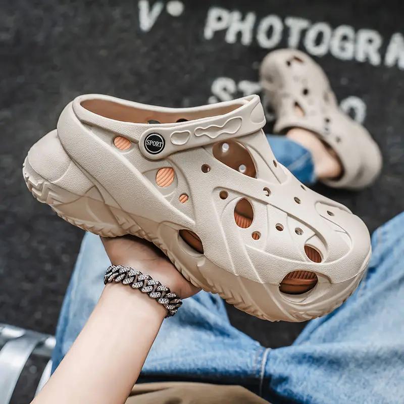 Модная высота Мужская обувь Дырочная платформа Пляжные шлепанцы Дизайнерская Роскошная Маскулино Оригинальные Хлопки 2025 ПВХ Летняя Распродажа Y2k Мужские Тапочки