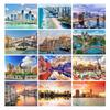 Full Round Square Diamond Painting City Scenery New Arrivals Wall Art Diamond Embroidery Town Bridge Building Wall Art