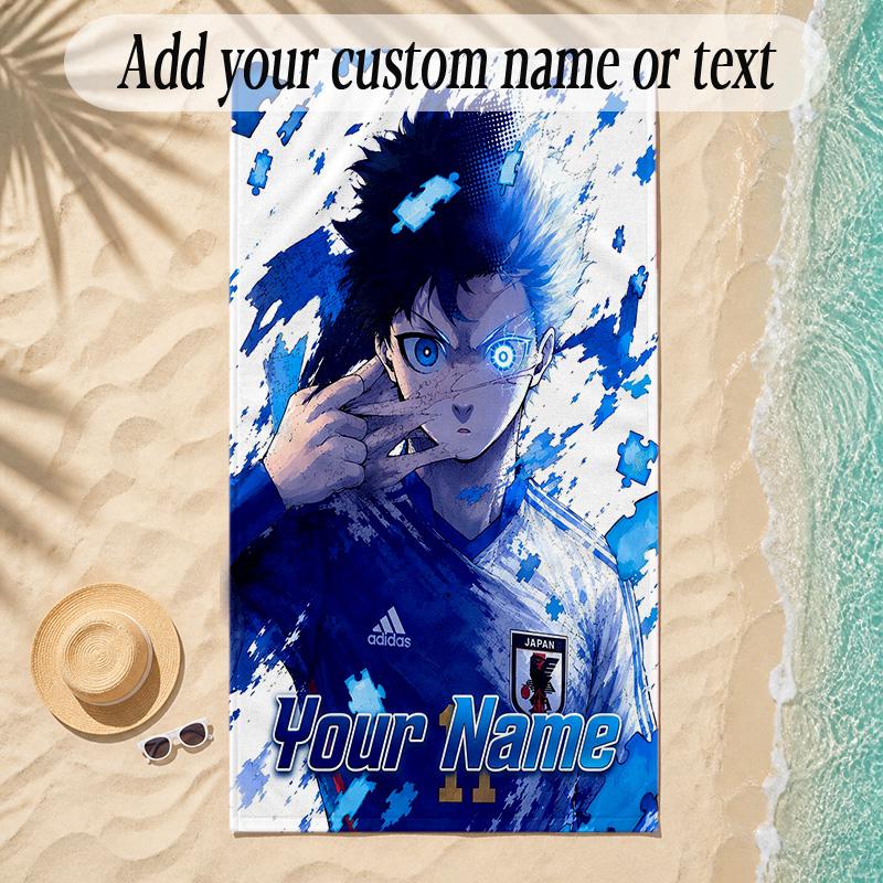Beach TowelBlue Lock Custom Name Text Personalized Soft Towel for Beach Pool Indoor Home Decor Gift