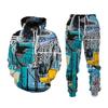 Hip Hop Graffiti 3D Cartoon Printed Hoodie+Pants Suit Cool Men/Women 2 Pcs Set Sweatshirt Tracksuit Spring Autumn Men's Clothing