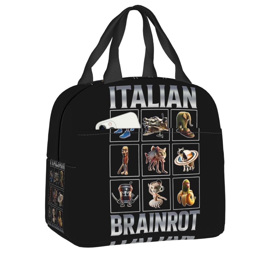Custom Ballerina Capuchina Italian Brainrot Tung Tung Tung Sahur Lunch Bag Women Thermal Cooler Insulated Lunch Box for Student
