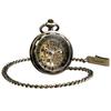TREEWETO Старинные механические карманные часы-скелетон с цепочкой и ручным заводом для мужчин (бронза)