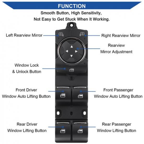 Power Window Switch Button For 2015- Ford F150 Edge Expedition SW7440 8 P