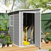 4'x5' Garden Storage Shed, Lean to Shed, Lockable Garden Shed with Window, Vent and Plastic Roof, Grey