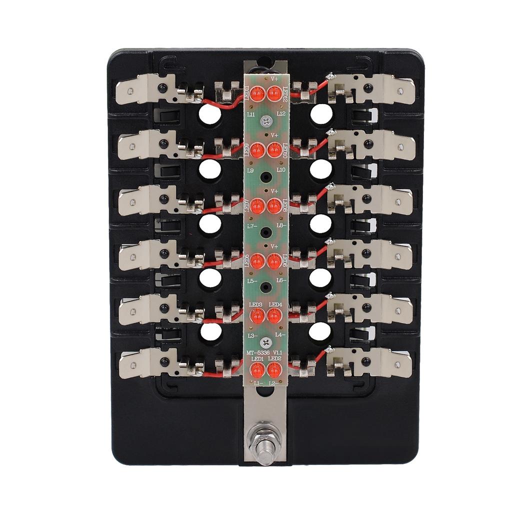 12 Ways Blade Fuse Holder Block, Car Boat Marine Fuse Box Holder Indicator 12V~24V Power Distribution Panel Board Car Kit Fuse