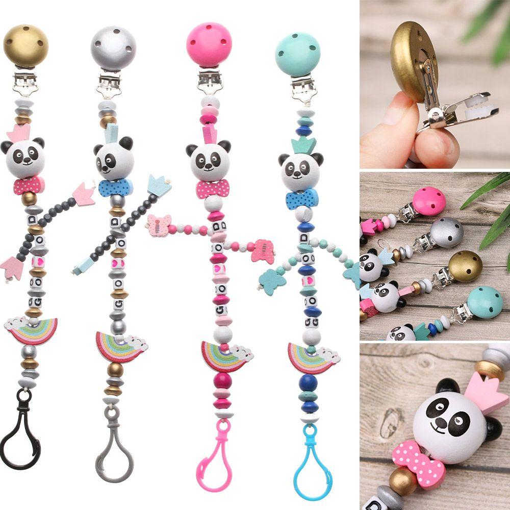 Cute Panda Silicone Baby Chew Toy  Pacifier Clip Pacifiers Chain Teething Soother
