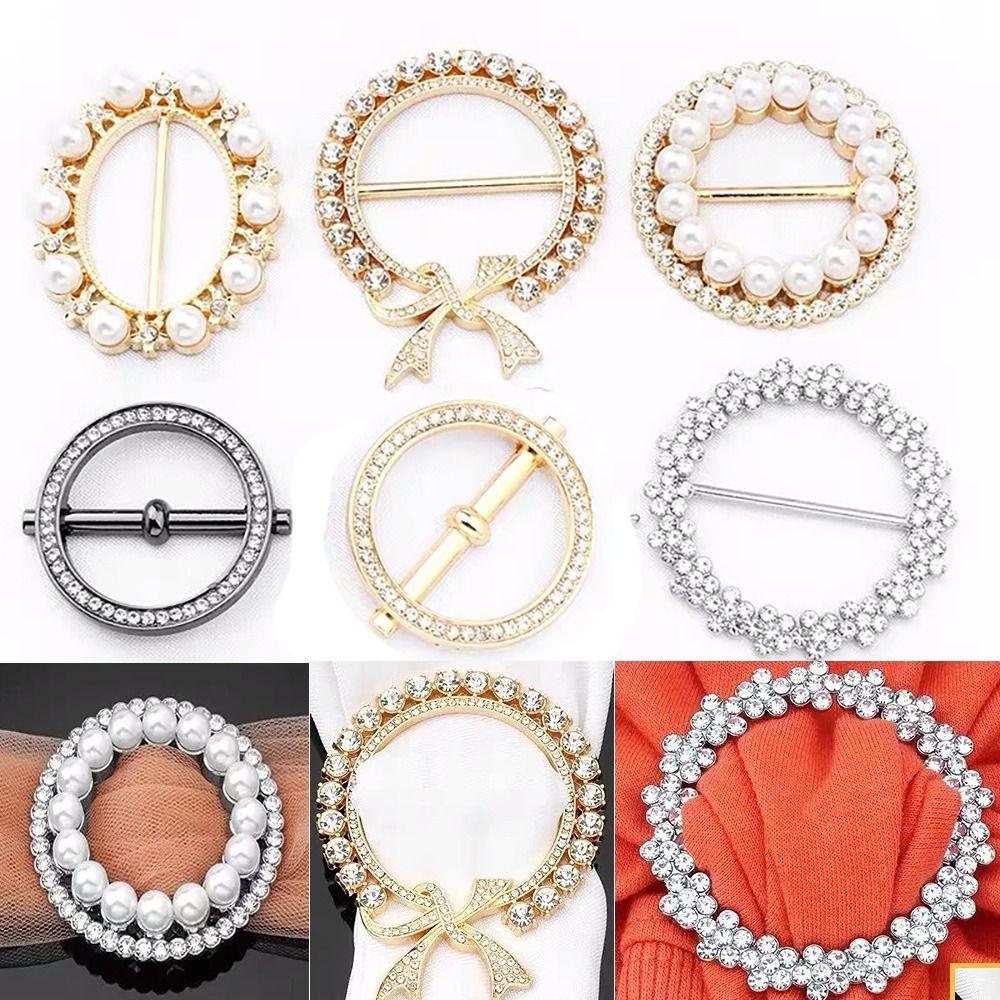 Crystal Clothing Corner Hem Waist Buckles Scarf Buckle Pearl Shawl Scarf Clip for T-Shirt Party