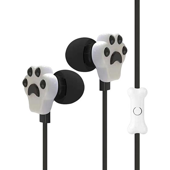 Wired Earphone Shock-proof Deep Bass Univeral Simple Cute Cat Paw In Ear Clear with Microphone for Running