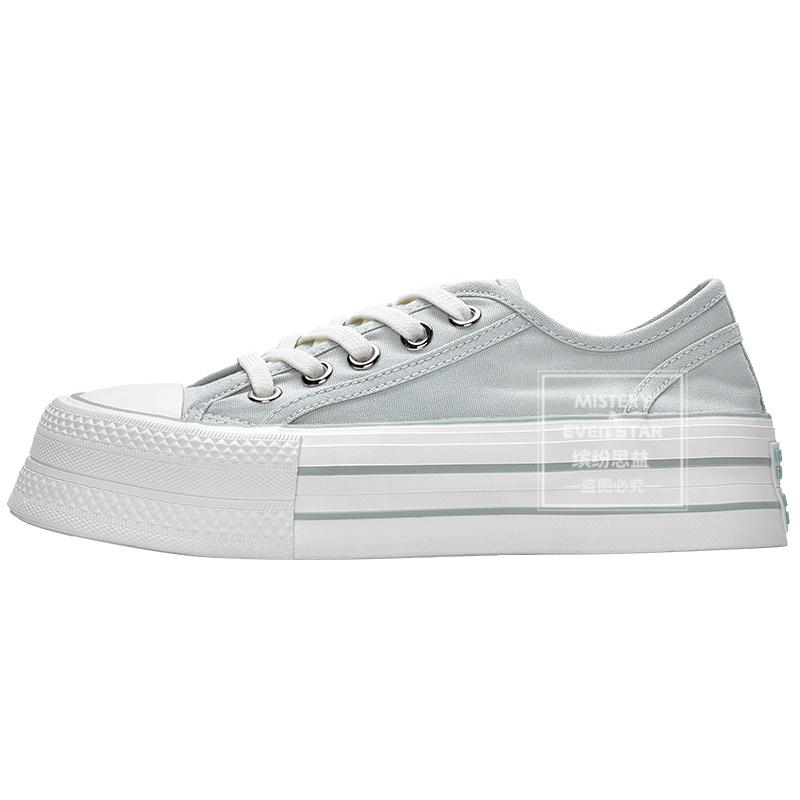 Summer New Round Head Thick Sole Thin Canvas Shoes Women's Breathable Board Shoes 821