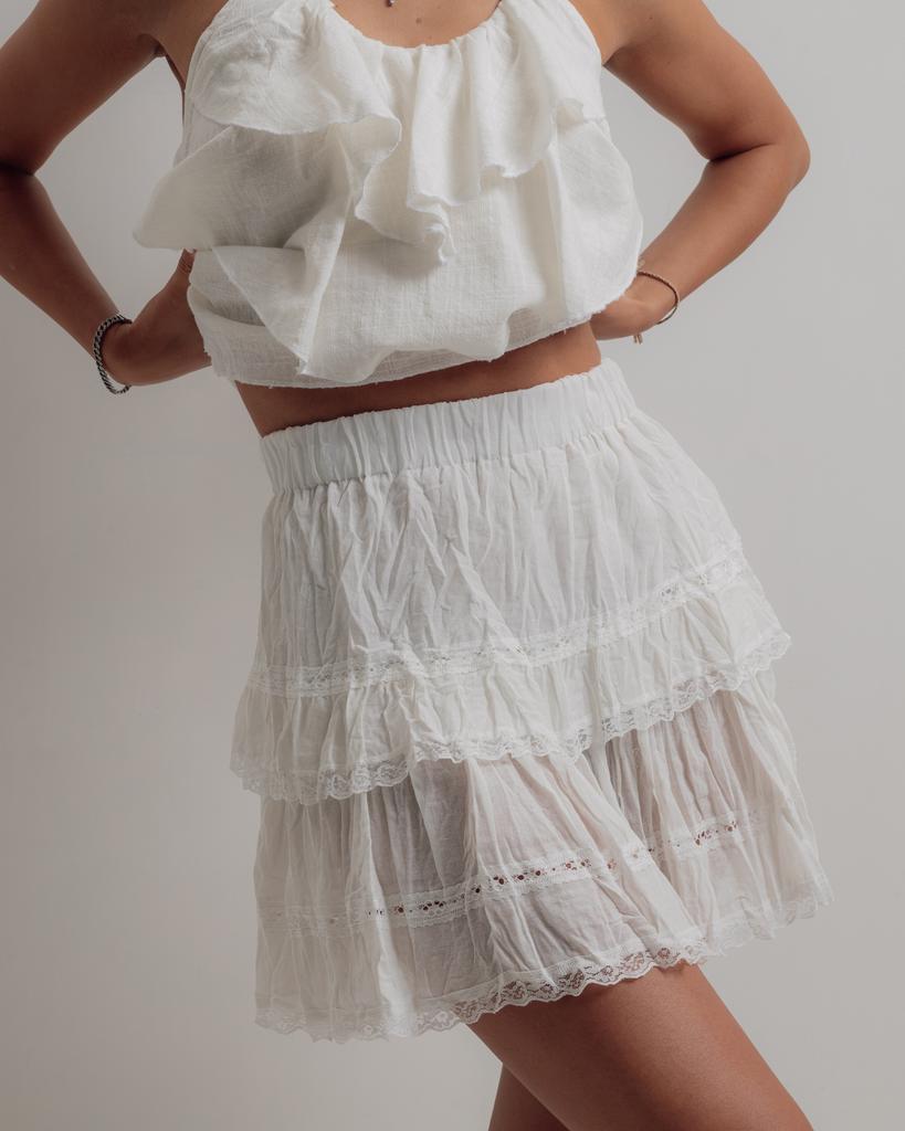 Юбка летняя короткая Nisan 2186 молочная M