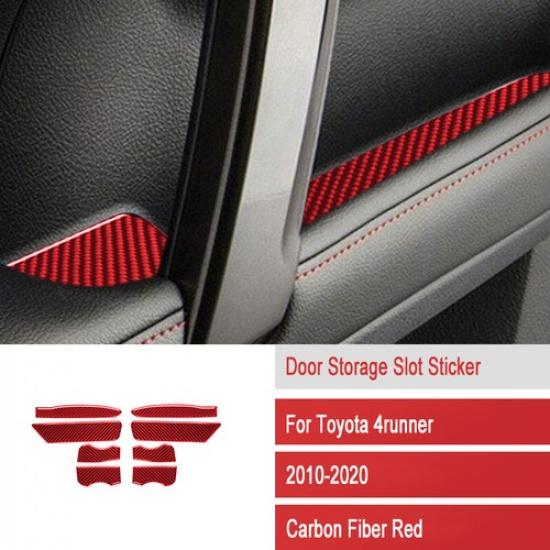 Red Car Door Storage Slot Carbon Fiber Sticker Trim For Toyota 4Runner 2010-20