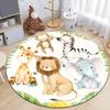 Круглый ковер с принтом животных сафари и джунглей, Мягкий противоскользящий коврик из шенилла для детской спальни, гостиной, детской комнаты, ковер для домашнего декора