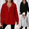 New Autumn and Winter Fashion Zipper Lapel Solid Color Casual T-women Sweatshirt