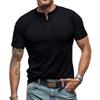Summer European And American Men's Short Sleeved Men's Collarless T-shirt Solid Color Top