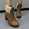 Европейские и американские женские хлопковые сапоги 2024 года, осень и зима, новые короткие сапоги с круглым носком и толстым каблуком, Zapatos Mujer